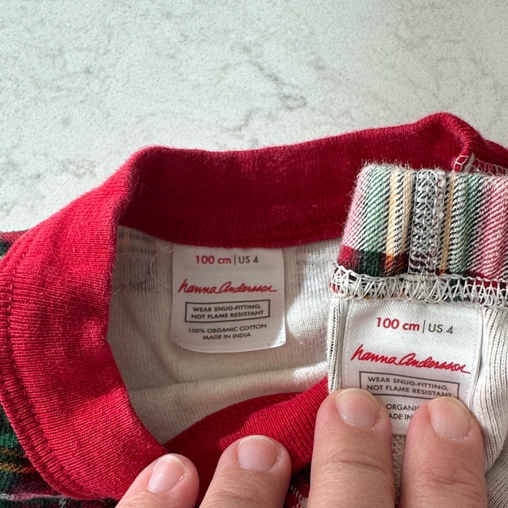 Hanna Andersson Plaid Kids Pajamas with Red Accents - Picture 2 of 3
